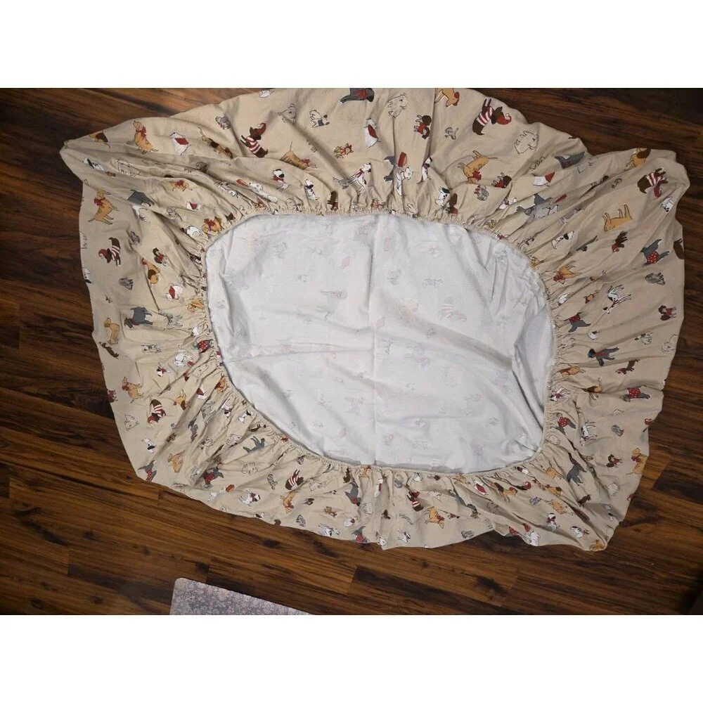 Cuddl Duds Twin Size Sheet Set Heavyweight Flannel 3Pc Dogs 100% Cotton